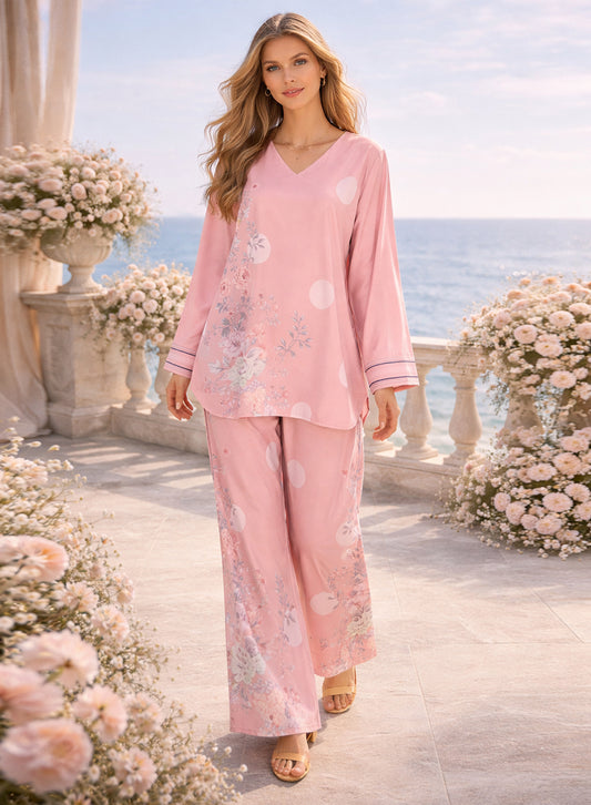 Serene Floral Co-ord (Shirt & Trouser) - Pink