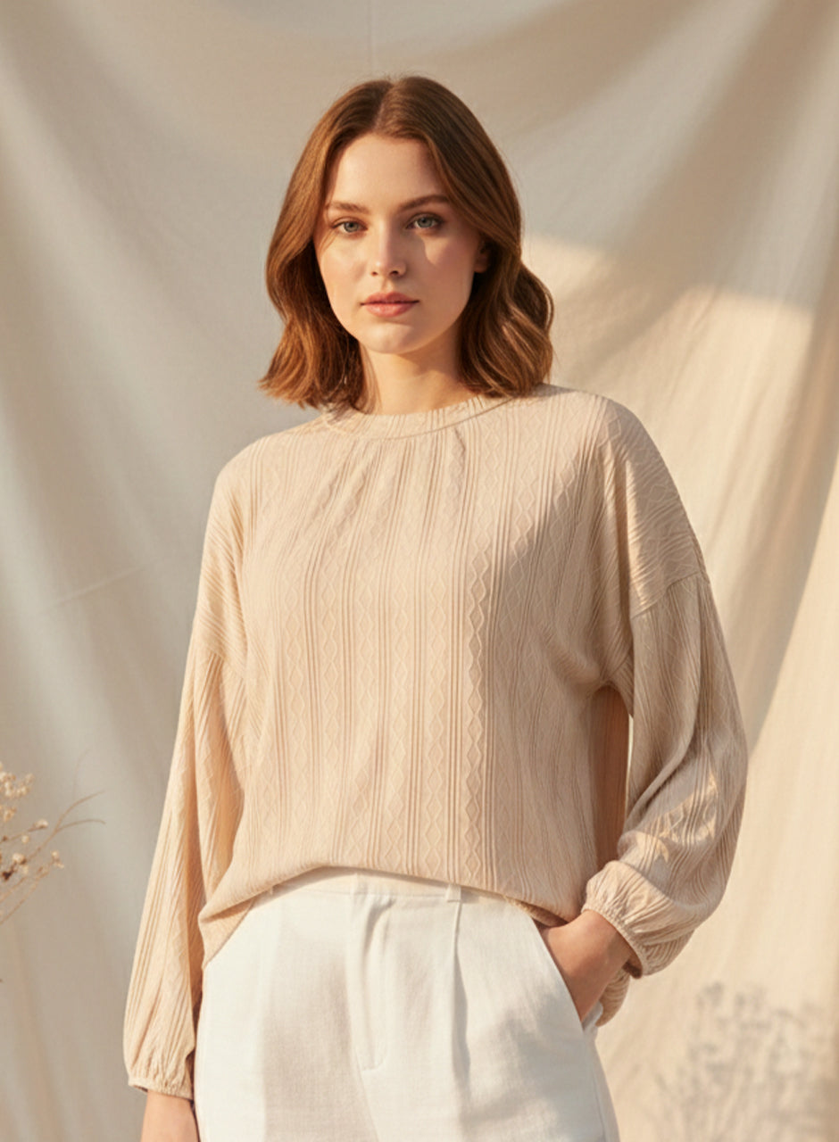 Balloon Sleeve Shirt - Cream