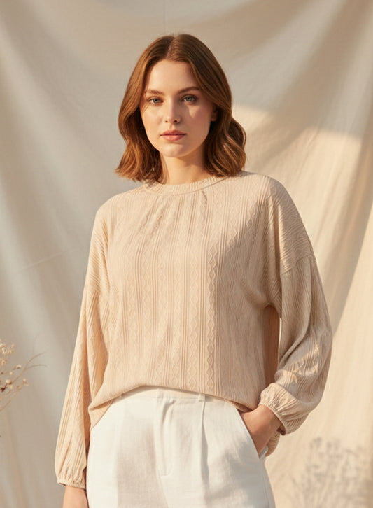 Balloon Sleeve Shirt - Cream