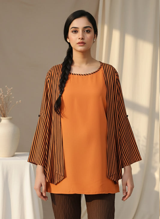 Striped Cardigan - Brown