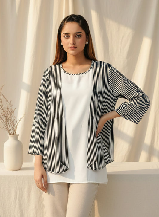 Striped Cardigan - Blue