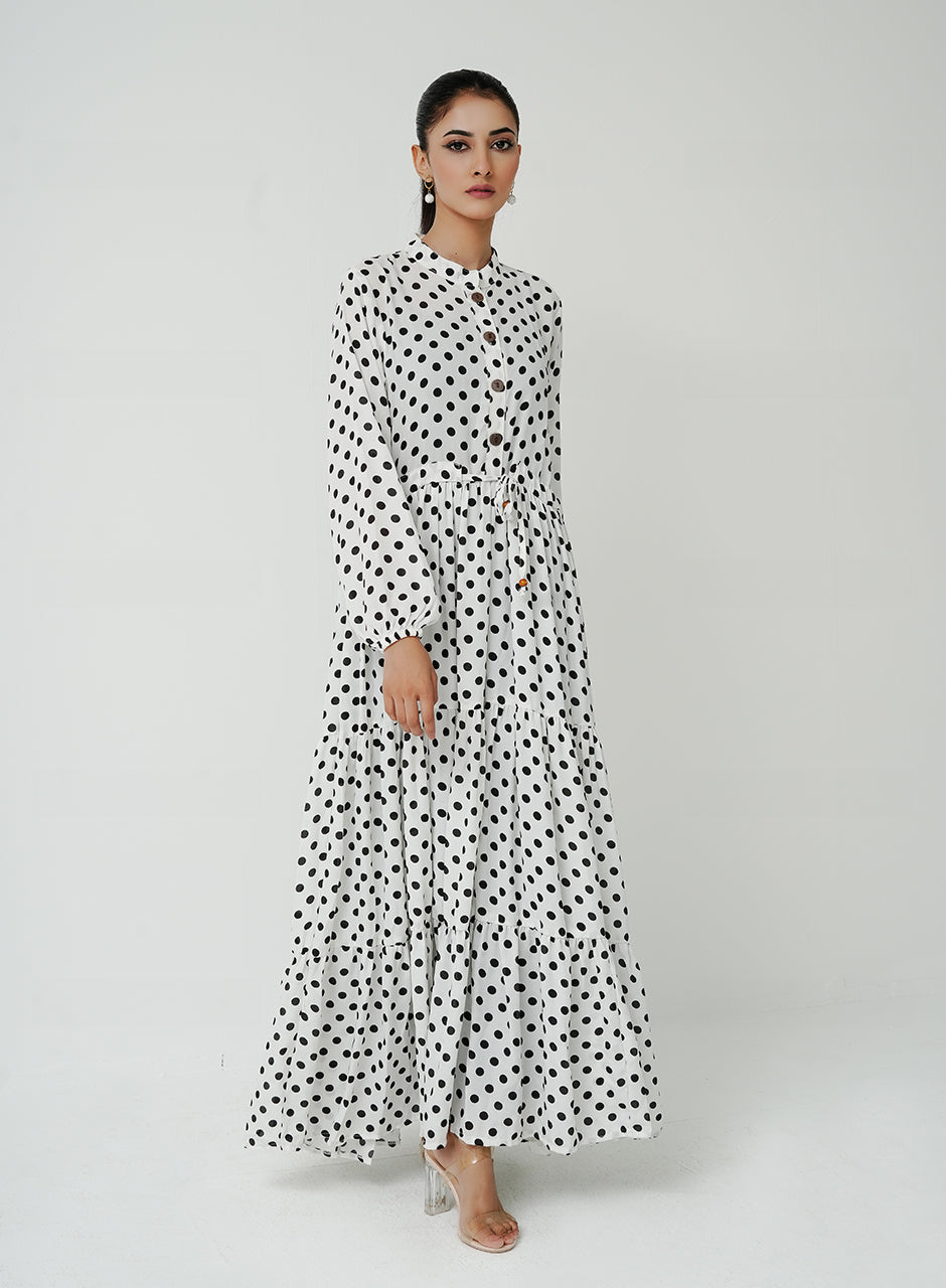 Polka Dots- White Frock