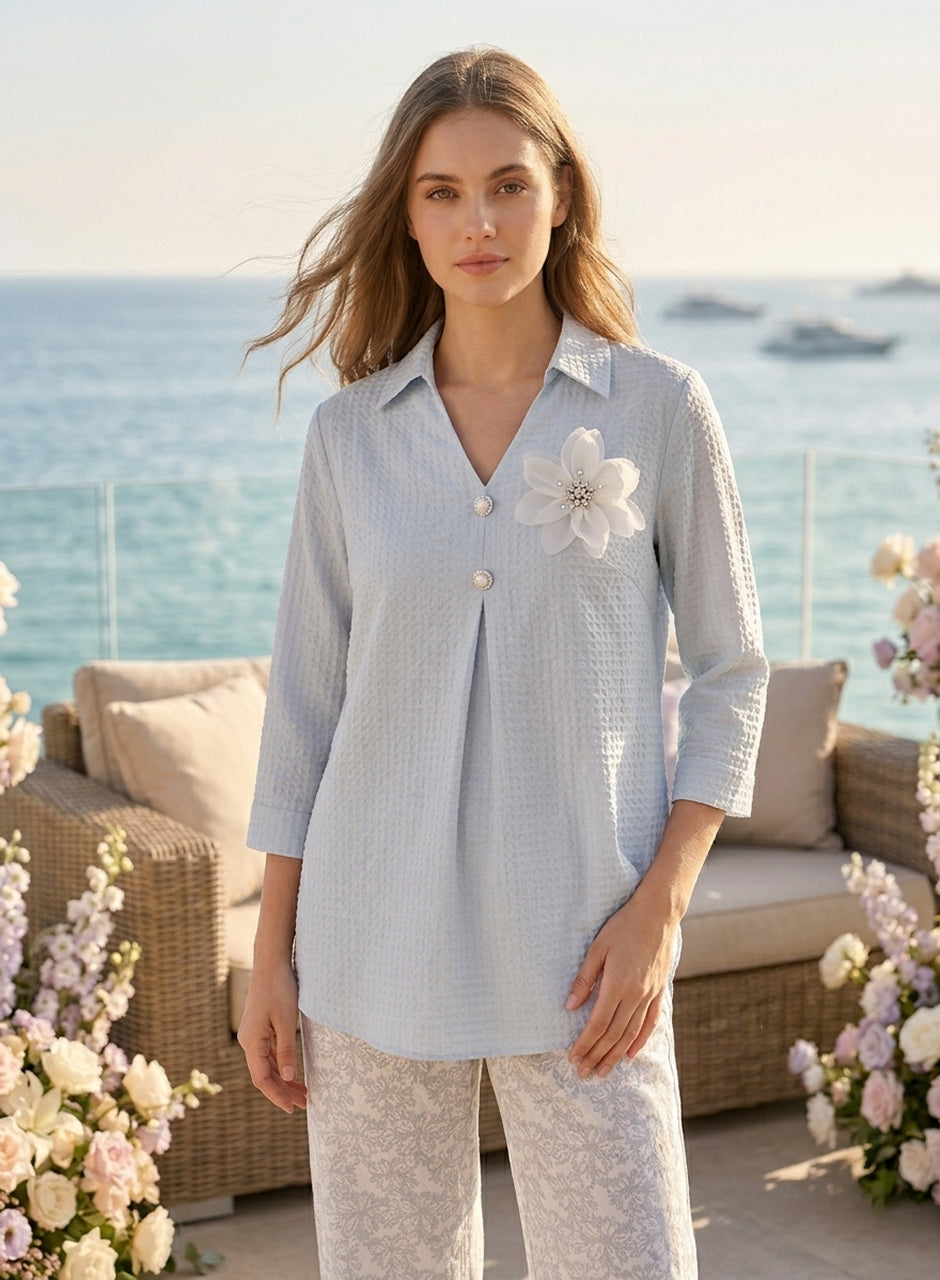 Two-Piece Shirt & Trouser Ice Blue