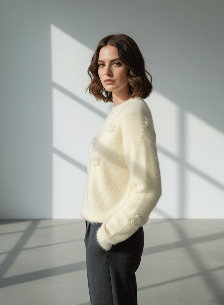 Fuzzy Bloom Sweater - Yellow