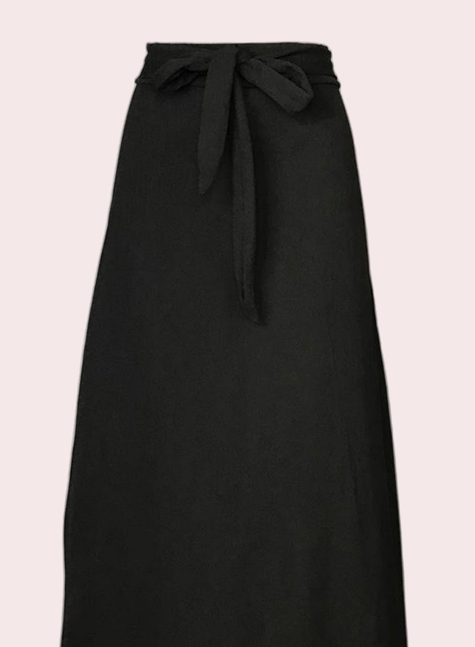 Self-tie Ribbon Skirt - Black