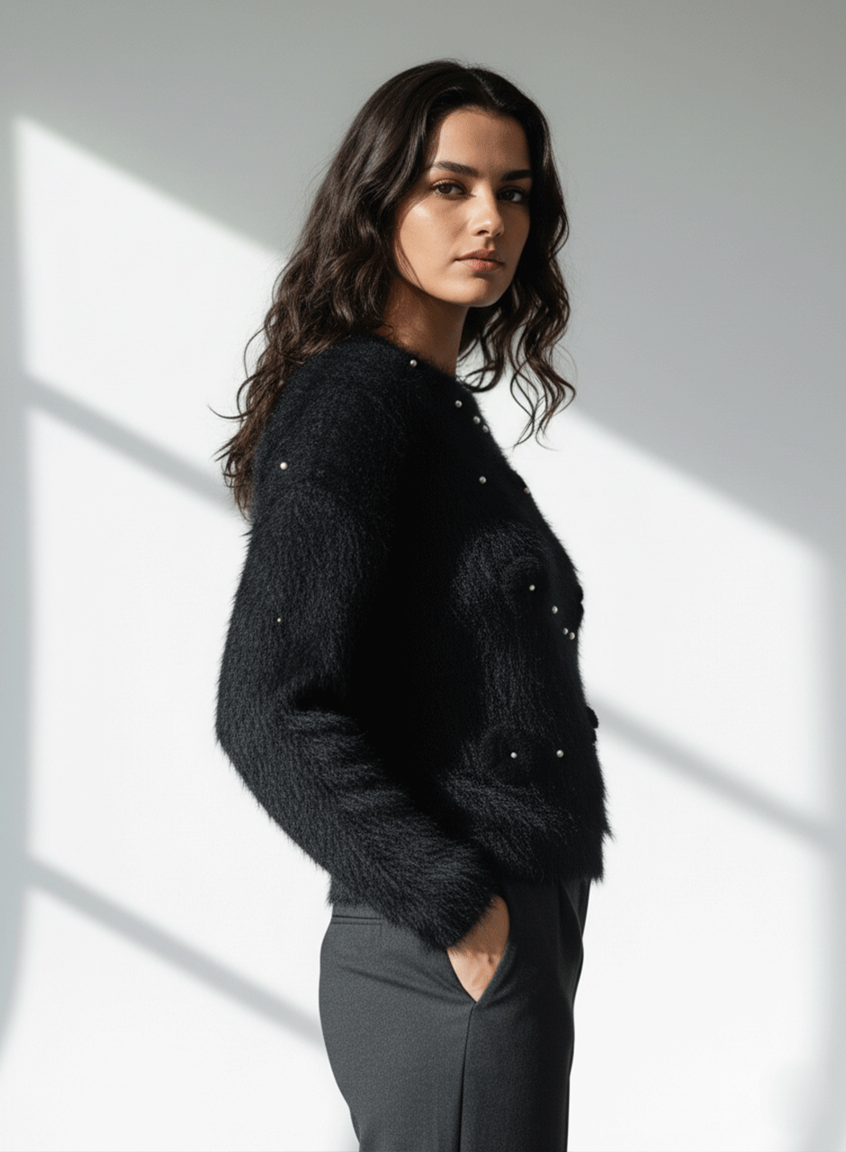 Fuzzy Bloom Sweater - Black