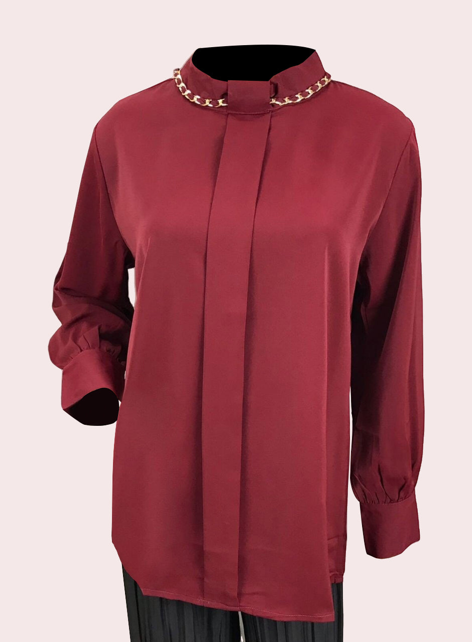 Blended Rayon Chain Top - Maroon