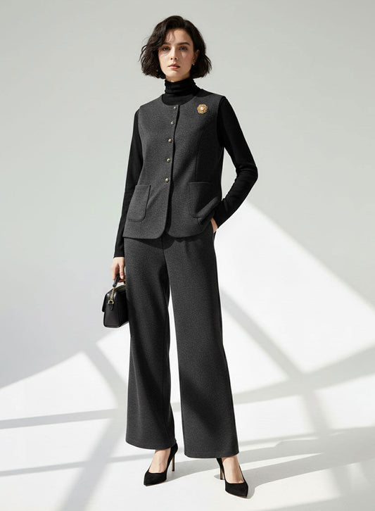 Classic Wool-Blend Three-piece Set (Charcoal)