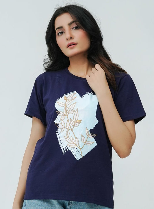 Printed Tee - Navy