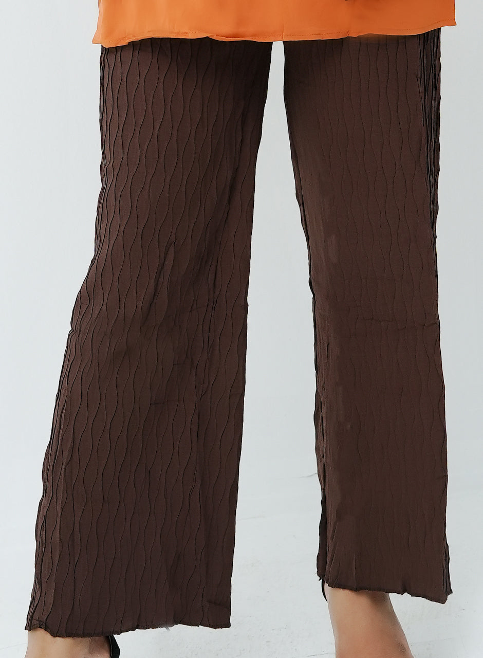 Brown Textured Trouser