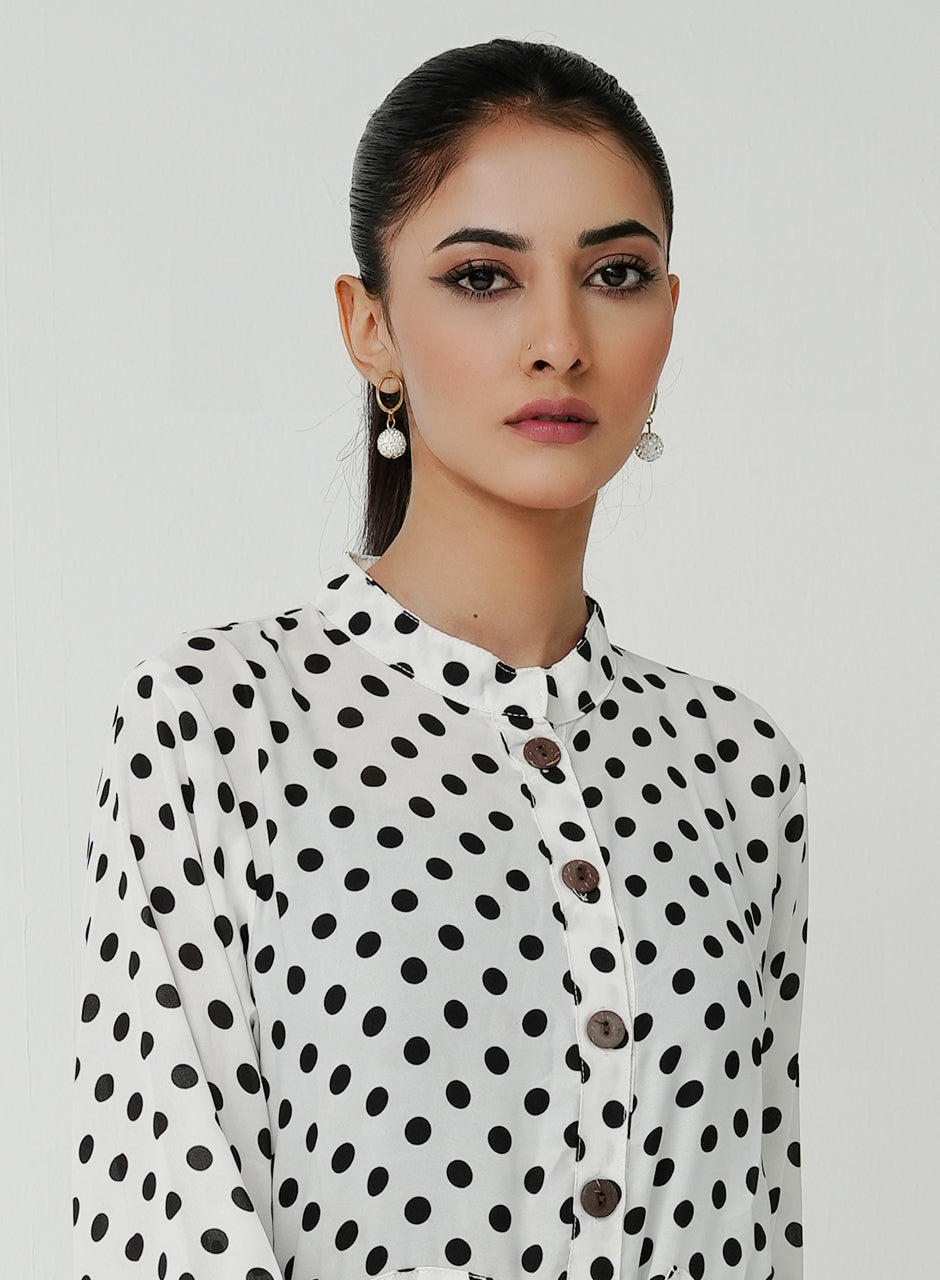 Polka Dots- White Frock