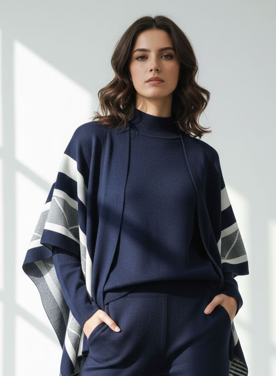 Cape shawl co-ord - Dark Navy