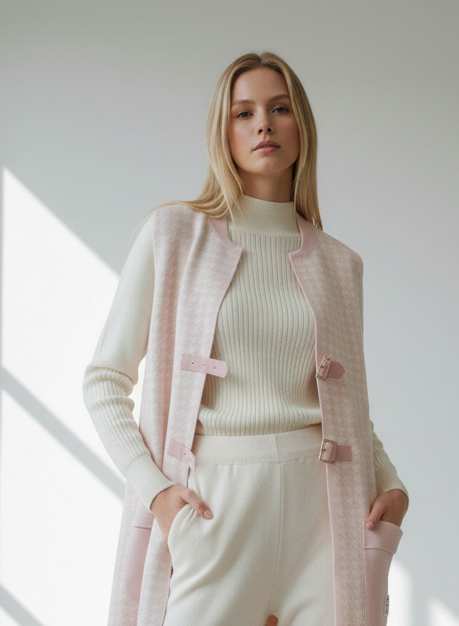 Sweater Suit - Three-piece Set (Pink)