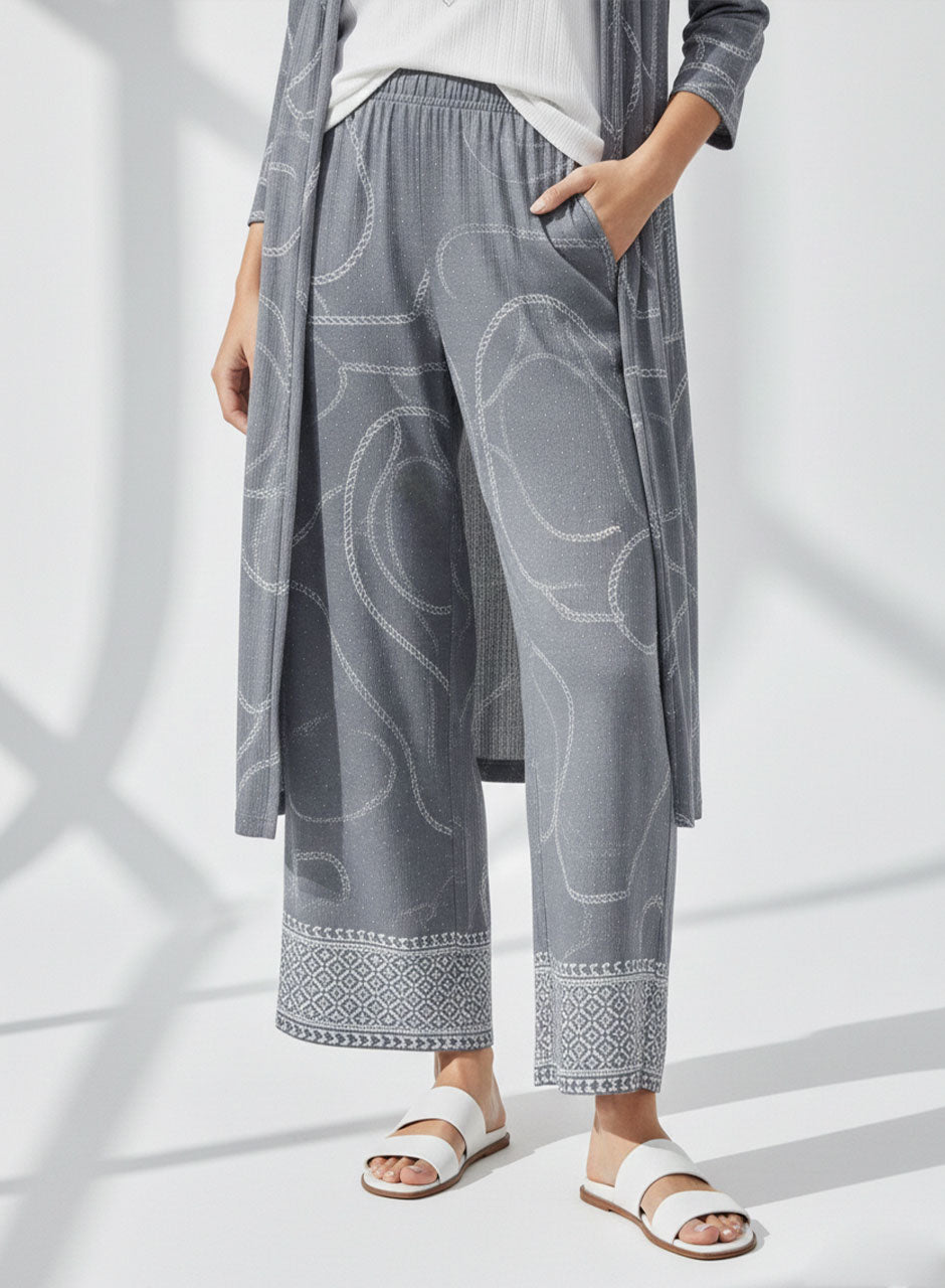 Printed Three-Piece Set (Grey)