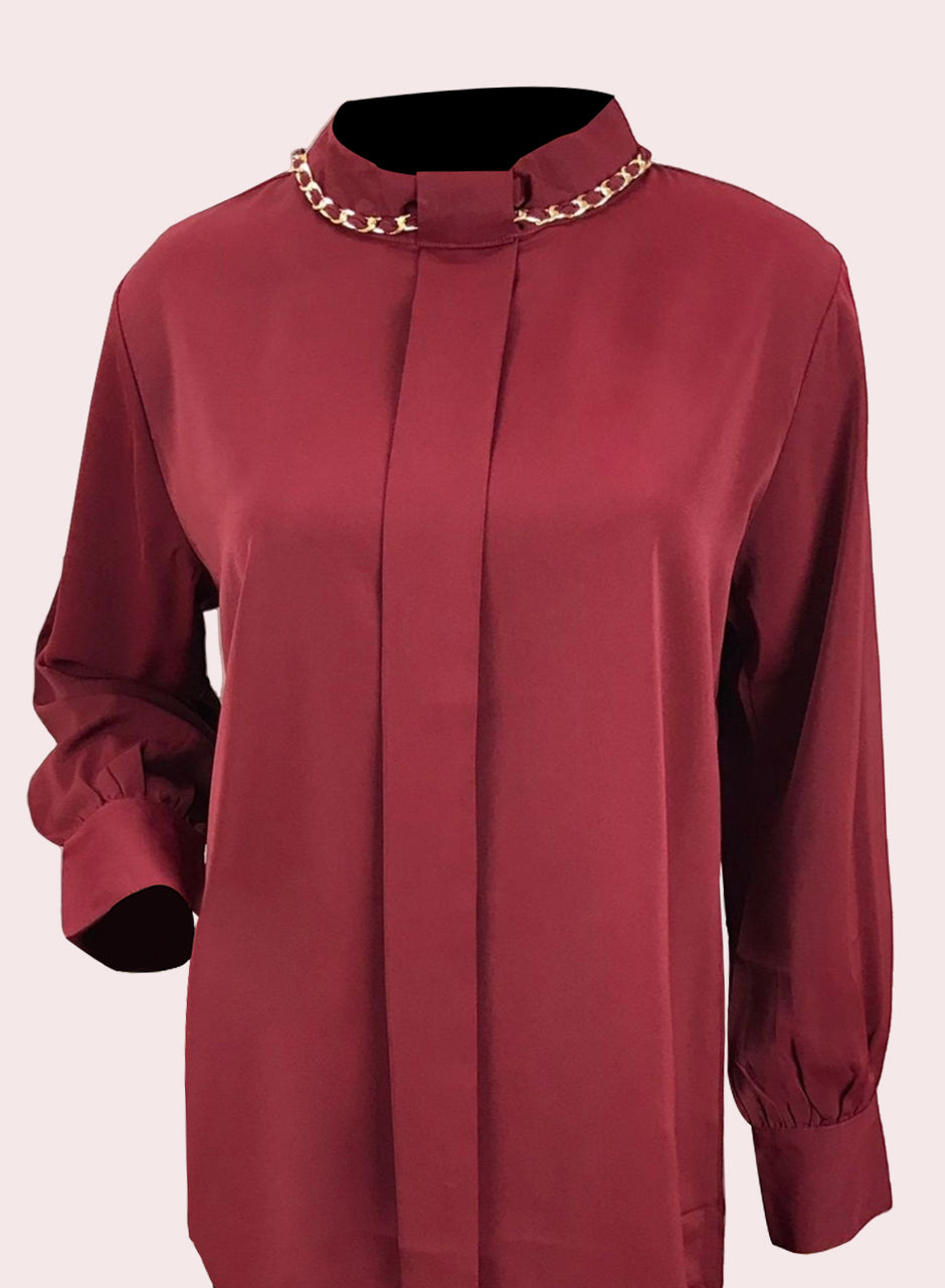 Blended Rayon Chain Top - Maroon