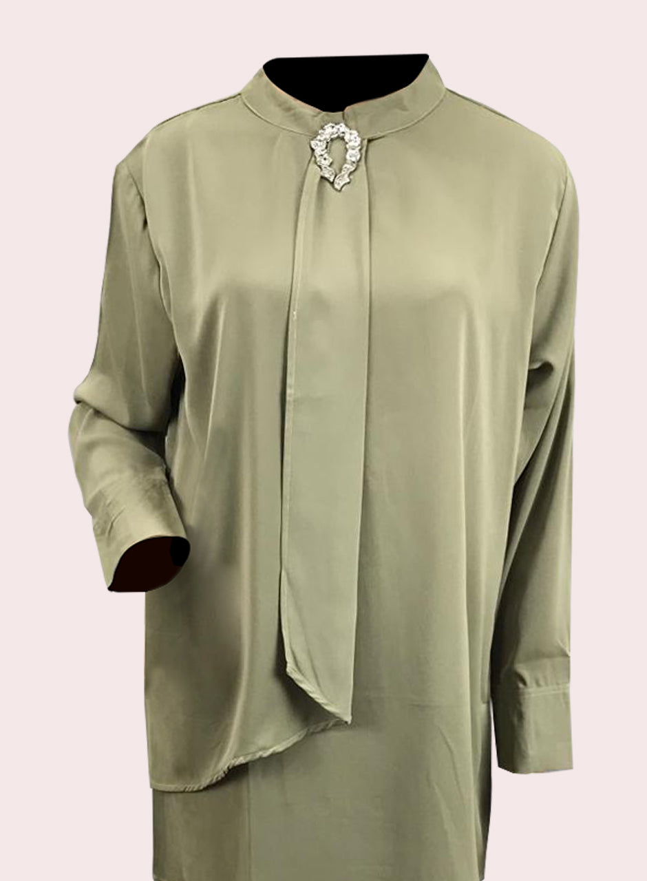 Blended (Rayon & Polyester) Shirt & Trouser - Green