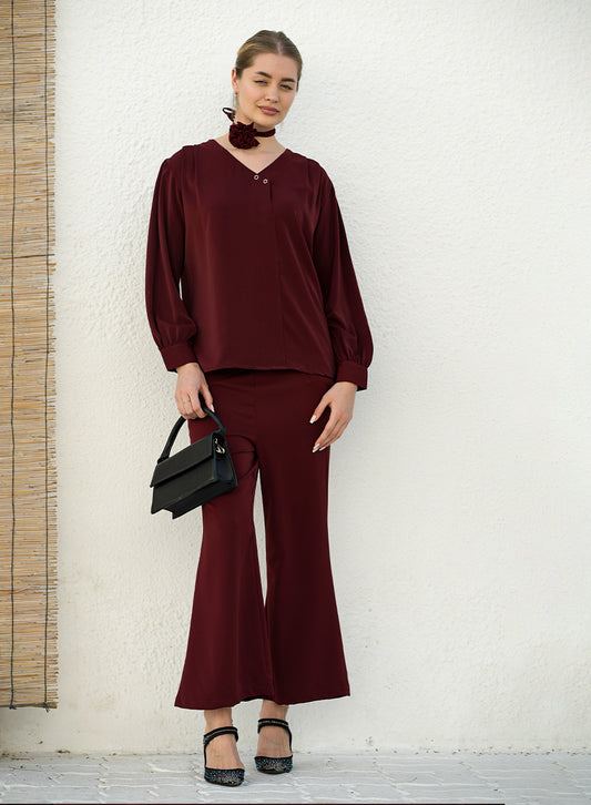 Scarlet - Red wine Collar Co-ord