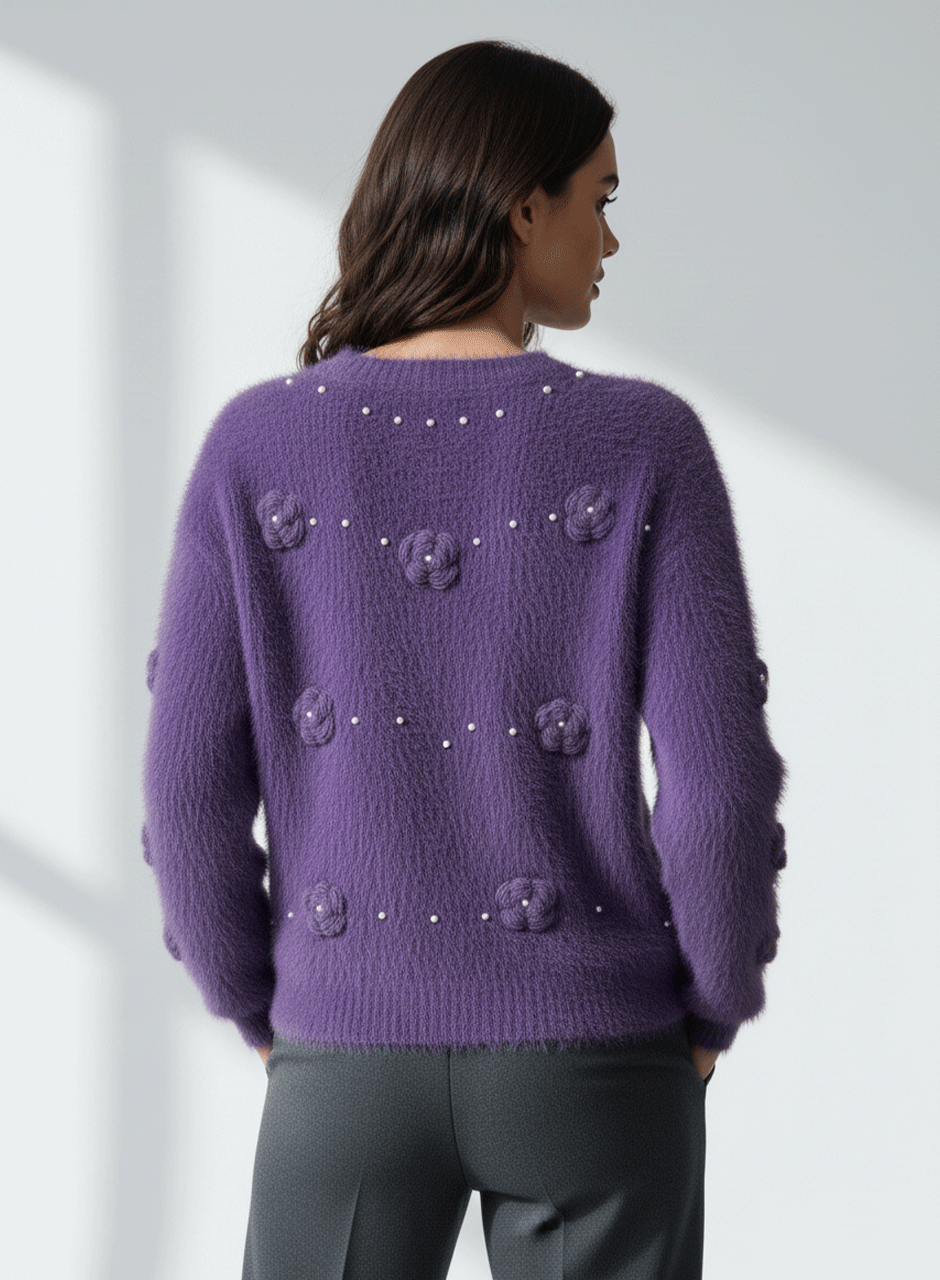 Fuzzy Bloom Sweater - Purple