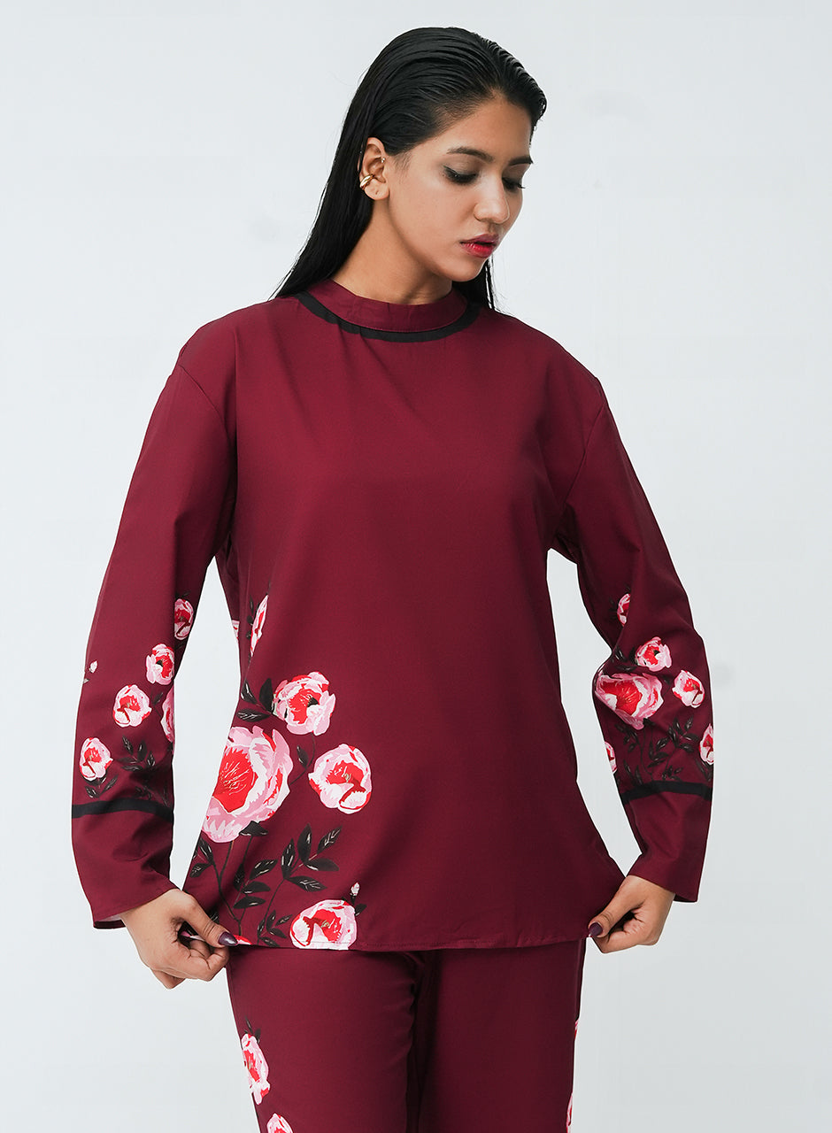 Bloom Co-ord - Maroon