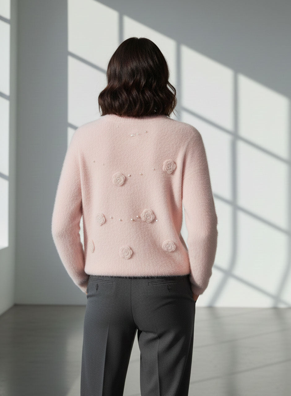 Fuzzy Bloom Sweater - Light Pink