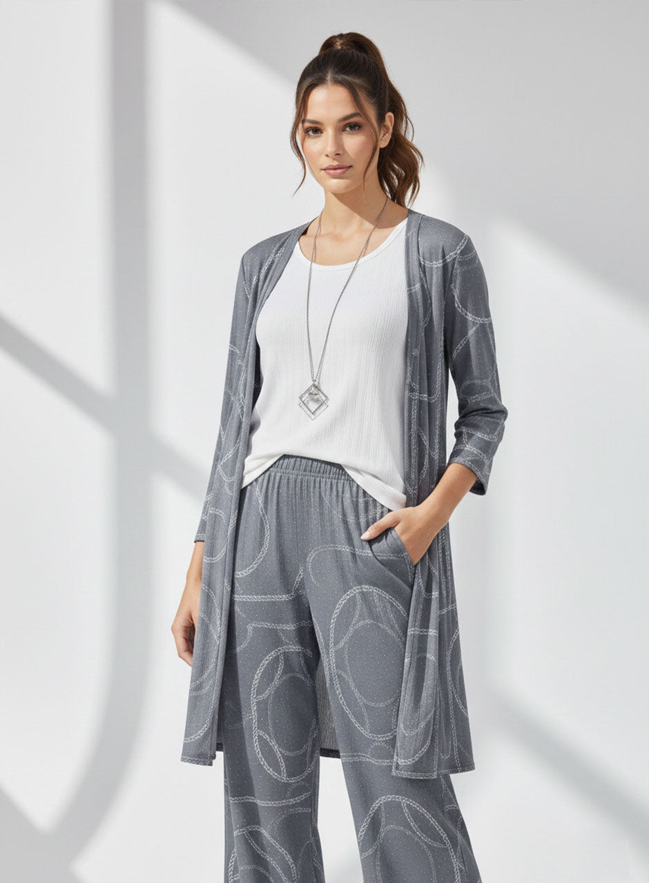 Printed Three-Piece Set (Grey)