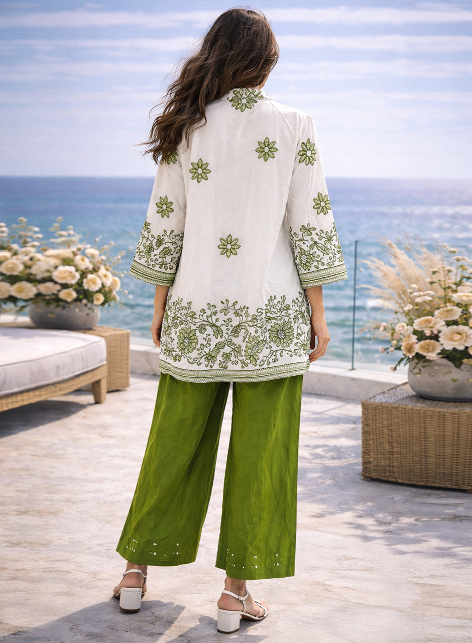 Printed Two-Piece Shirt And Trouser Matcha