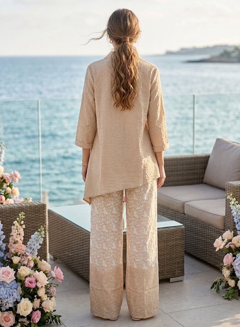 Two-Piece Shirt & Trouser Warm Beige