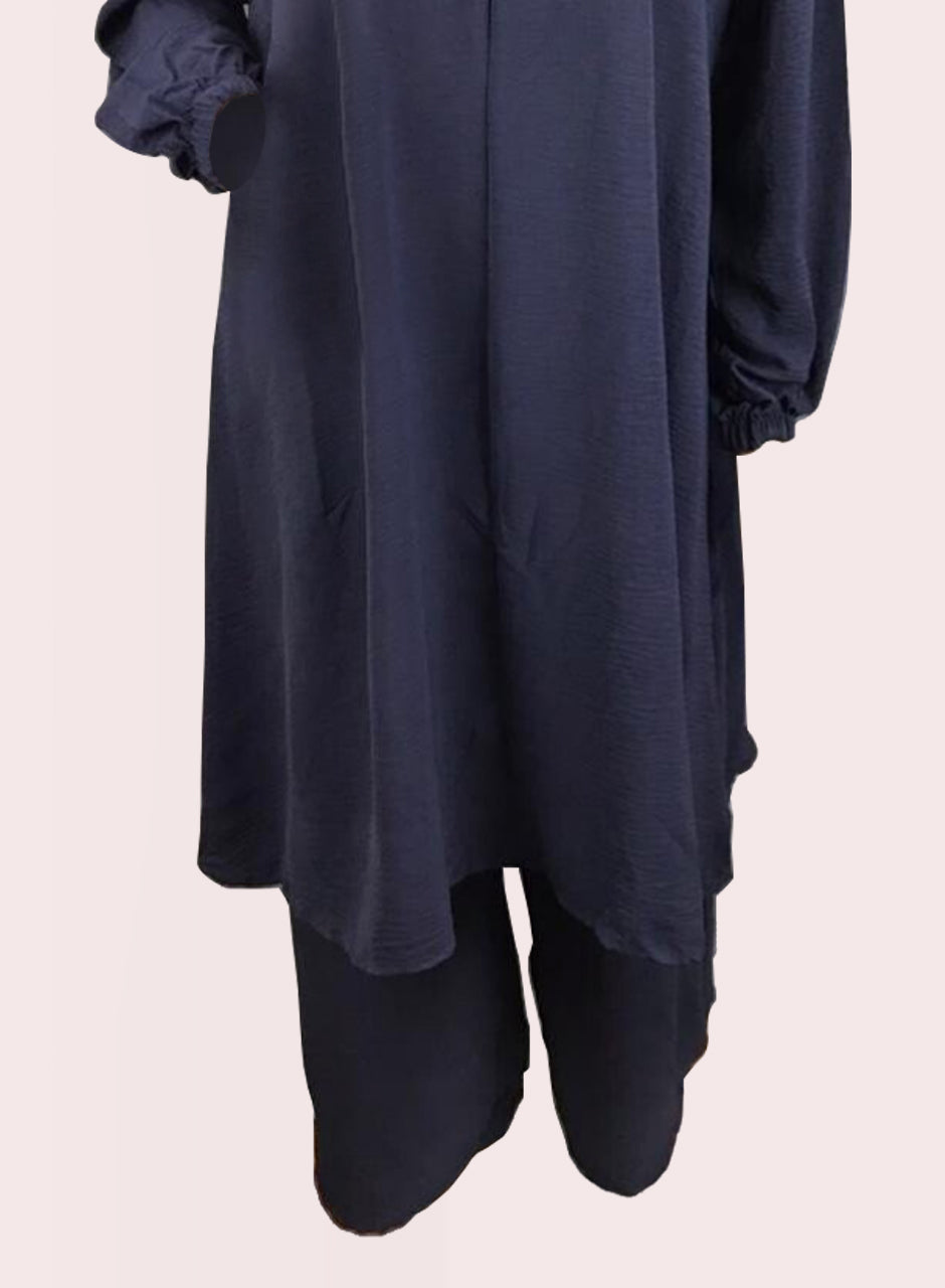 Navy Blue Two Piece Crepe (Shirt and Trouser) Co-ord