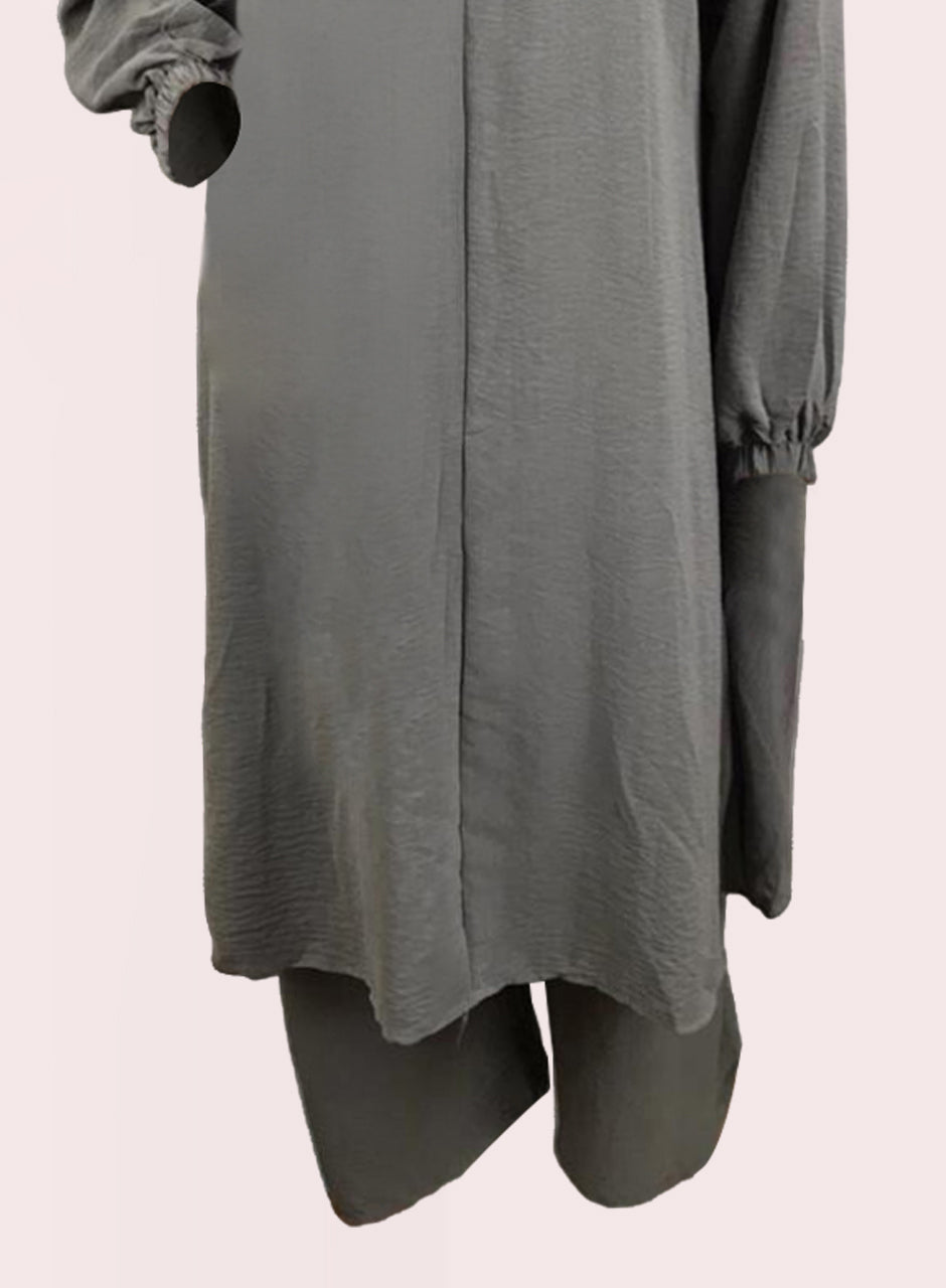 Grey Two Piece Crepe (Shirt and Trouser) Co-ord