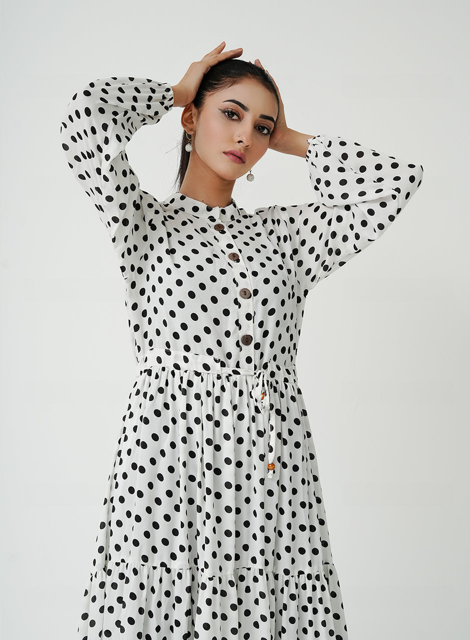 Polka Dots- White Frock