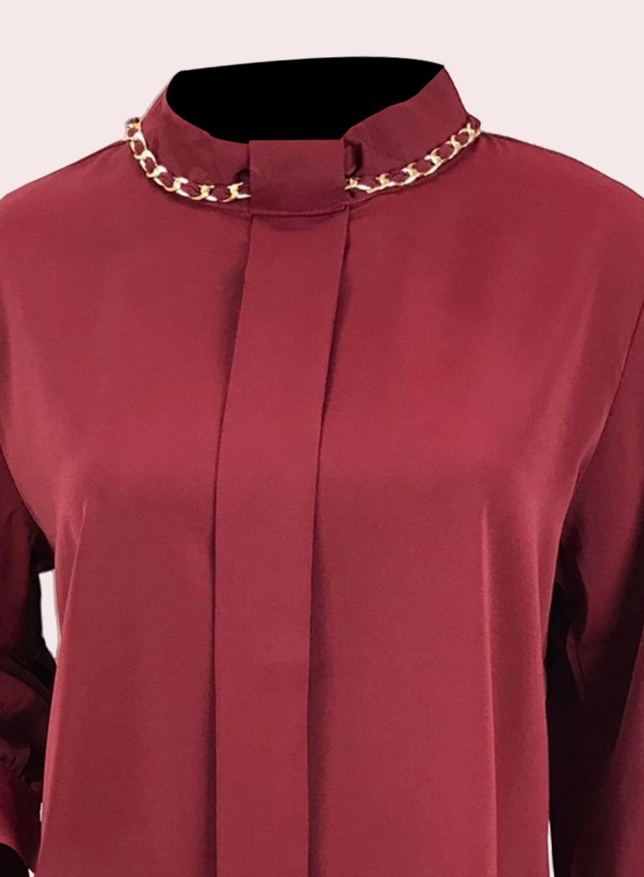 Blended Rayon Chain Top - Maroon