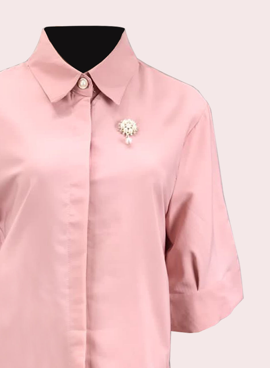 Blended (Rayon & Polyester) Shirt & Trouser - Pink