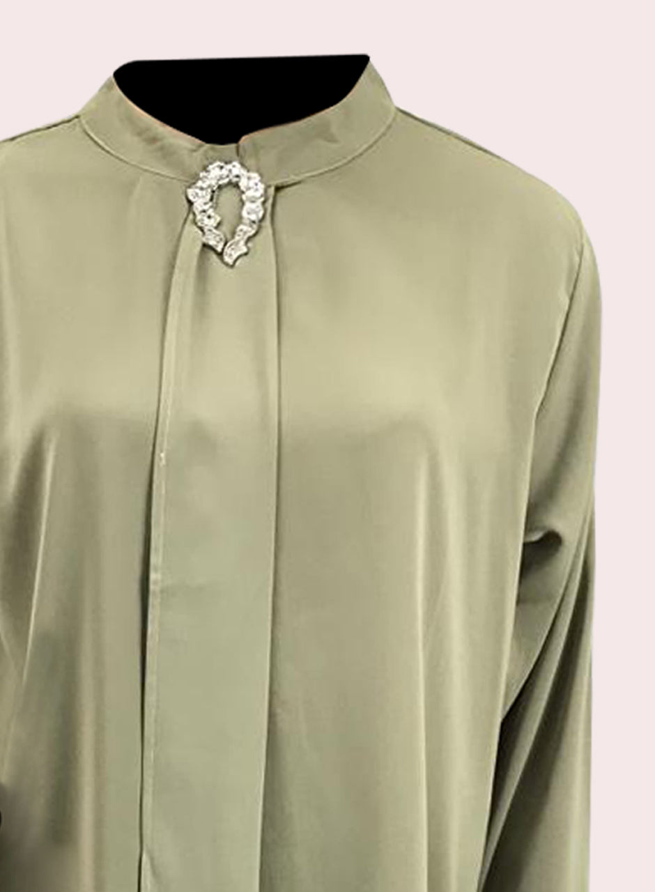 Blended (Rayon & Polyester) Shirt & Trouser - Green