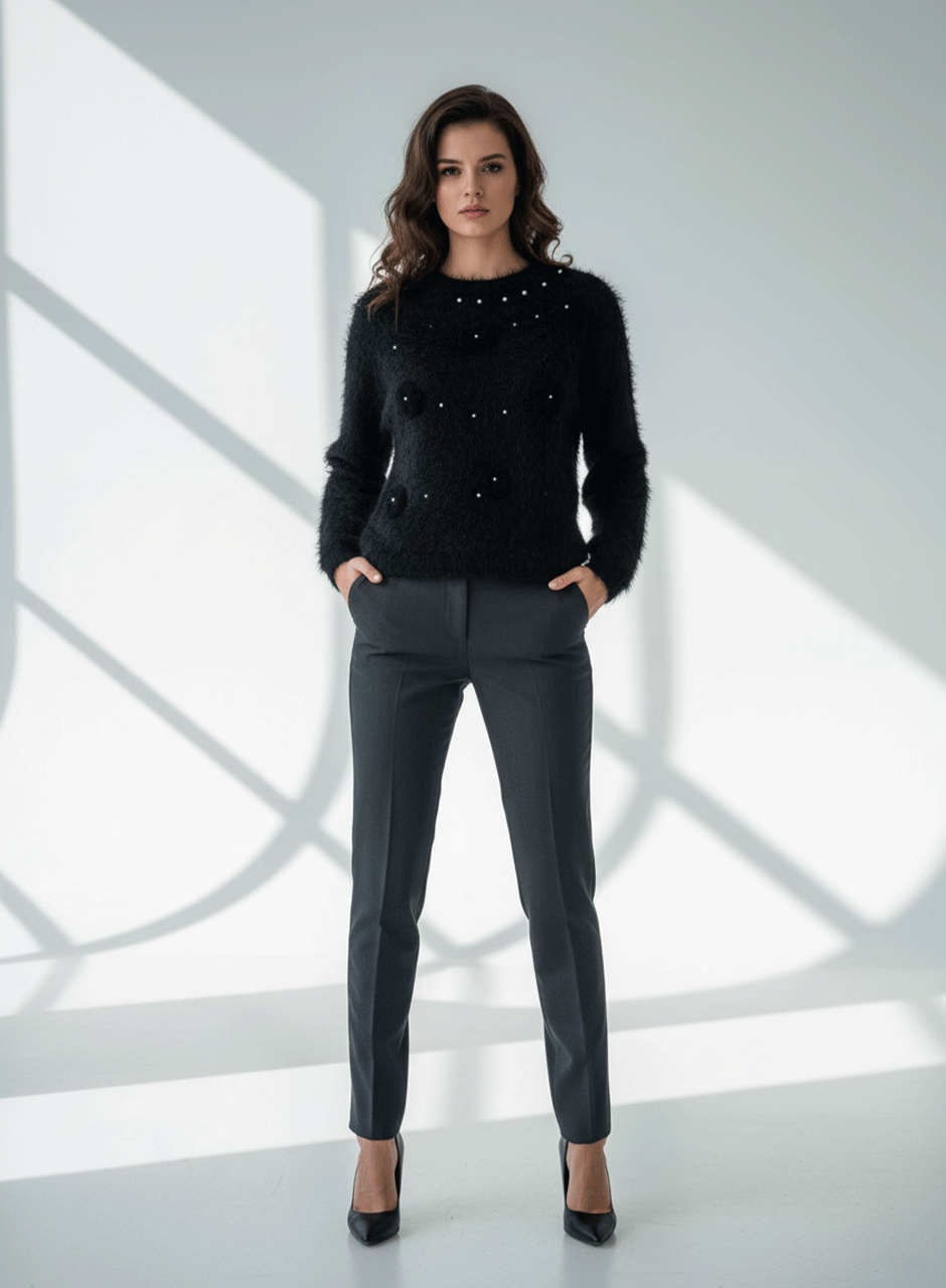 Fuzzy Bloom Sweater - Black