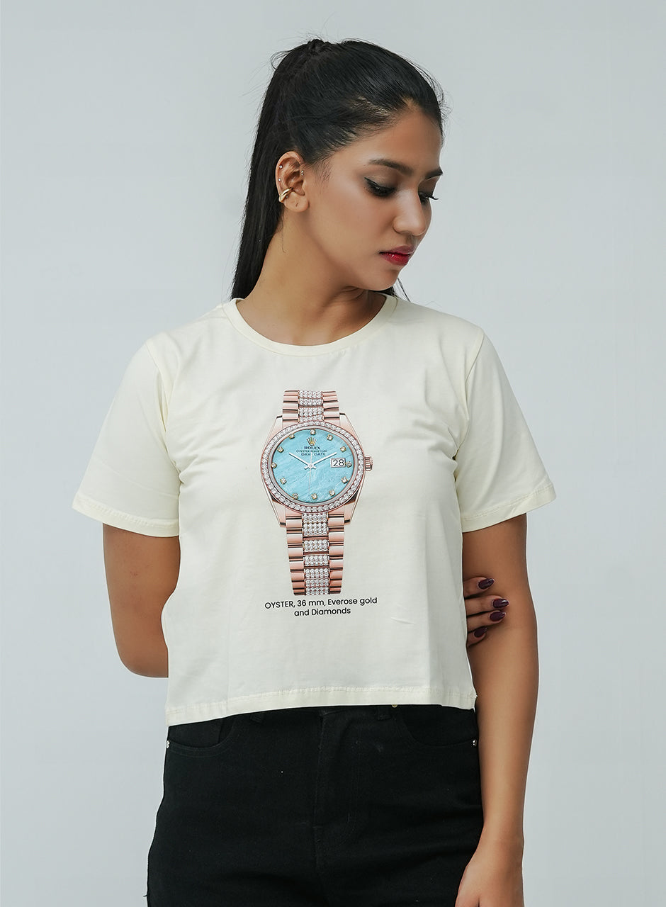 Rolex Printed Tee - Ivory