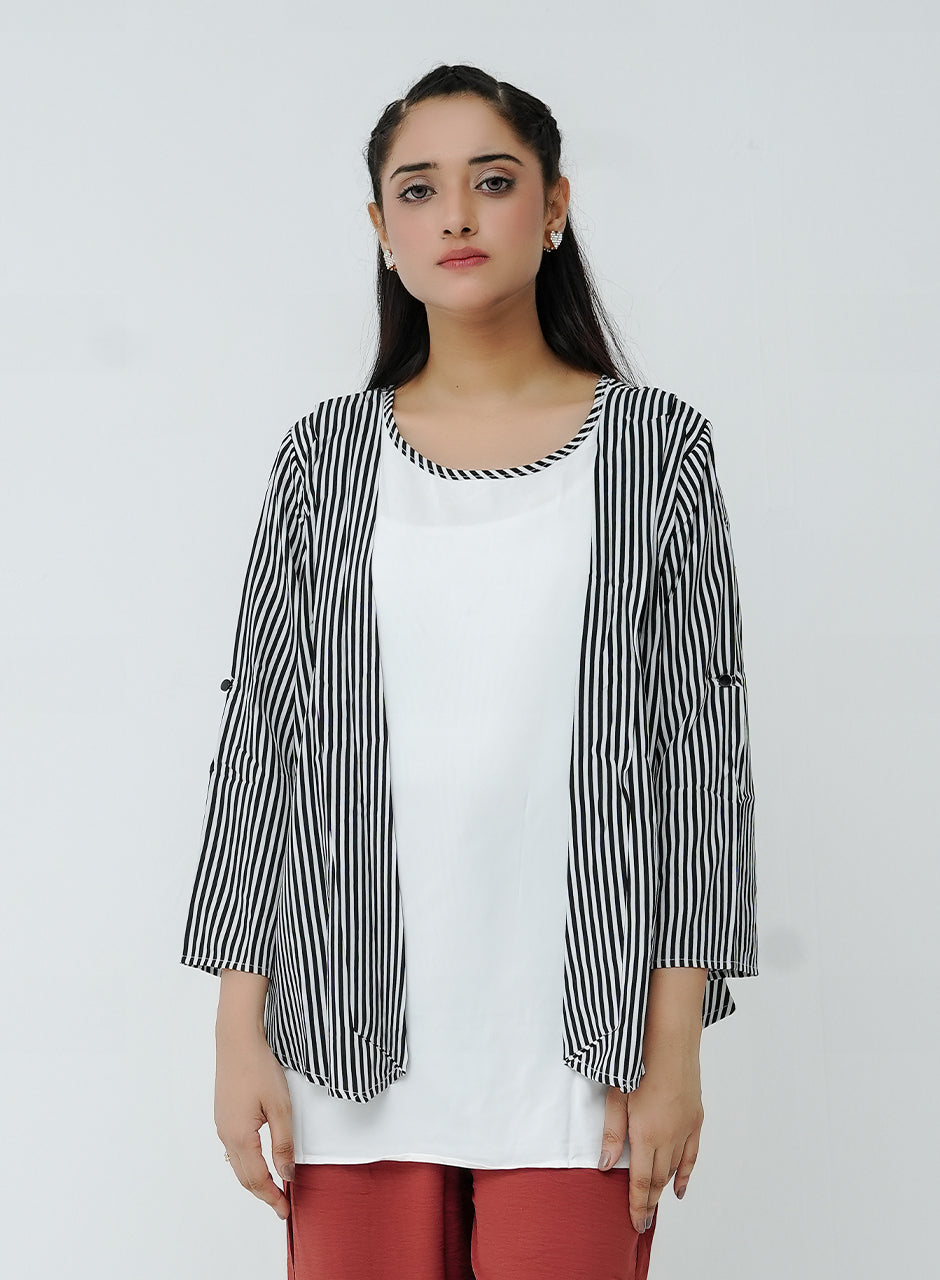 Striped Cardigan - Blue