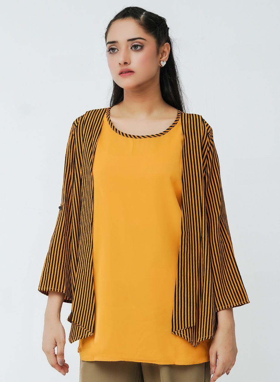 Striped Cardigan - Mustard