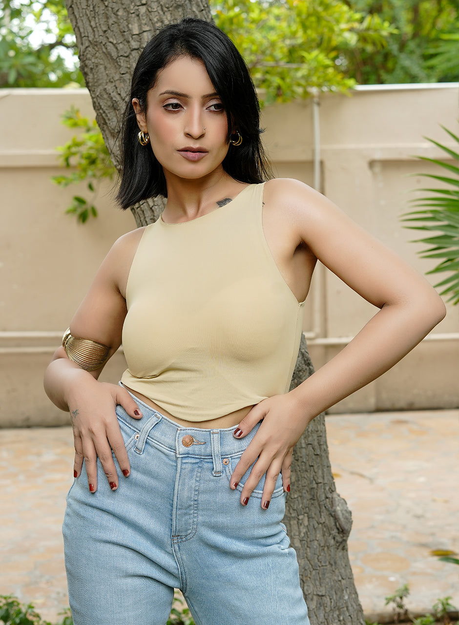 Beige Tank Top with chest padding