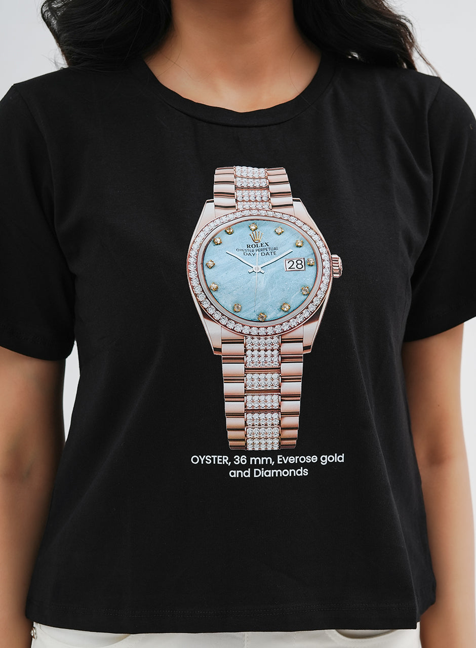 Rolex Printed Tee - Black