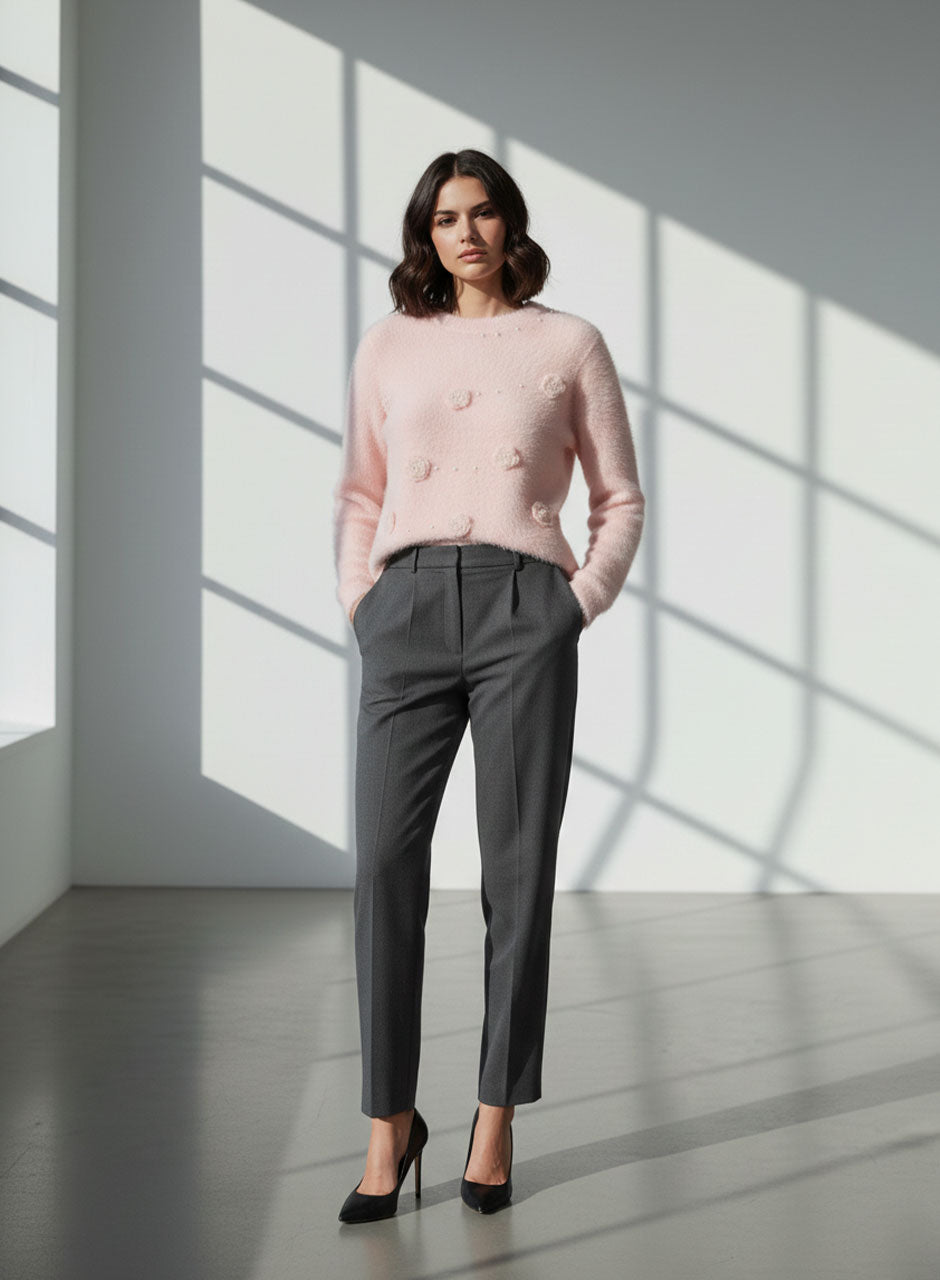 Fuzzy Bloom Sweater - Light Pink