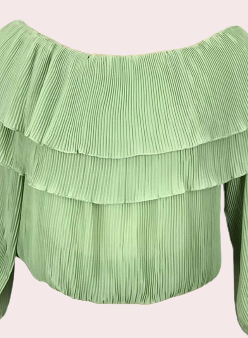 Layered Off-Shoulder Top - Green