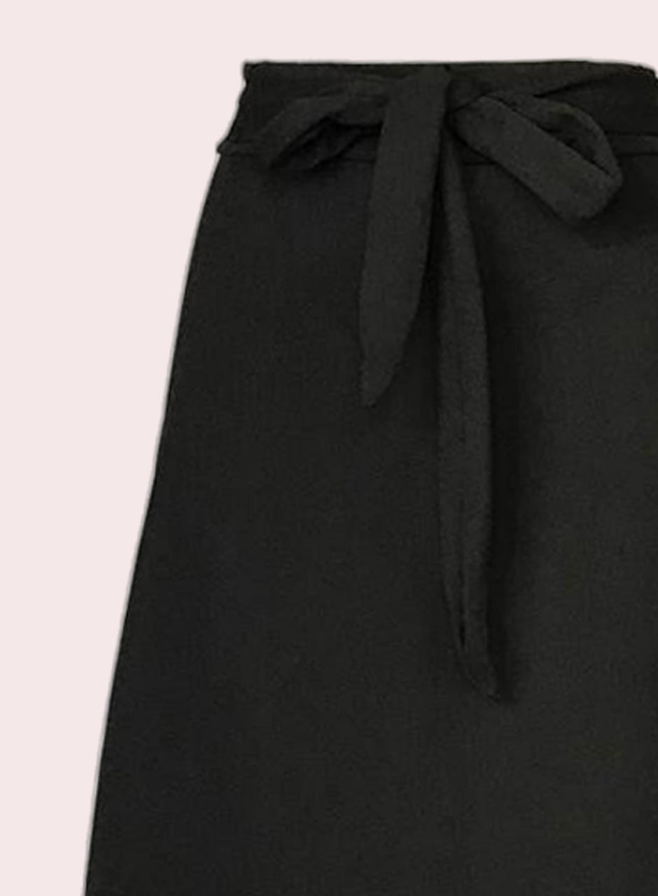 Self-tie Ribbon Skirt - Black