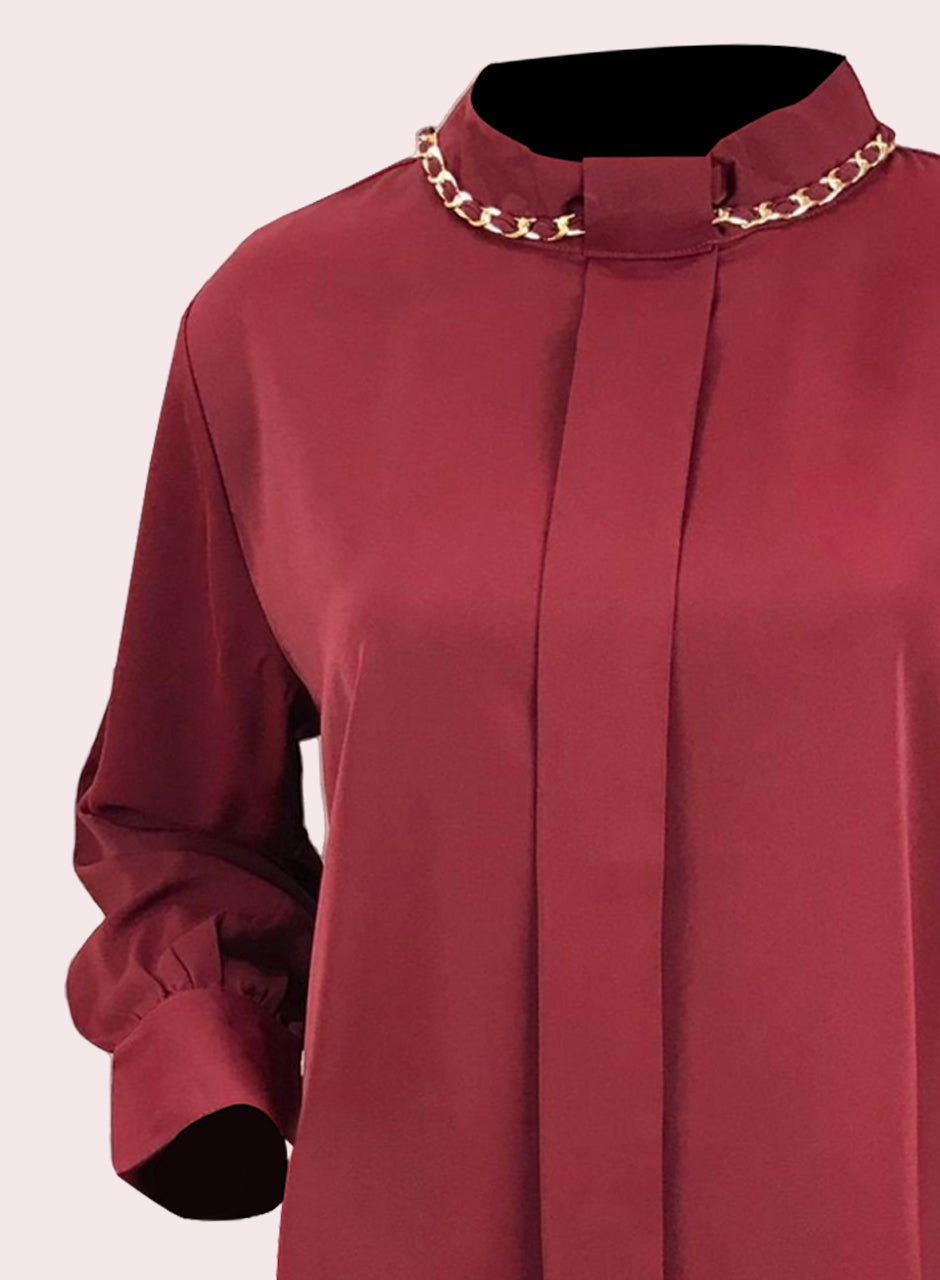 Blended Rayon Chain Top - Maroon