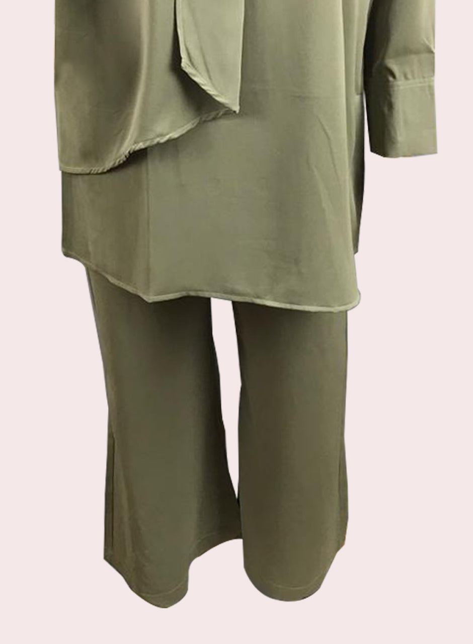 Blended (Rayon & Polyester) Shirt & Trouser - Green