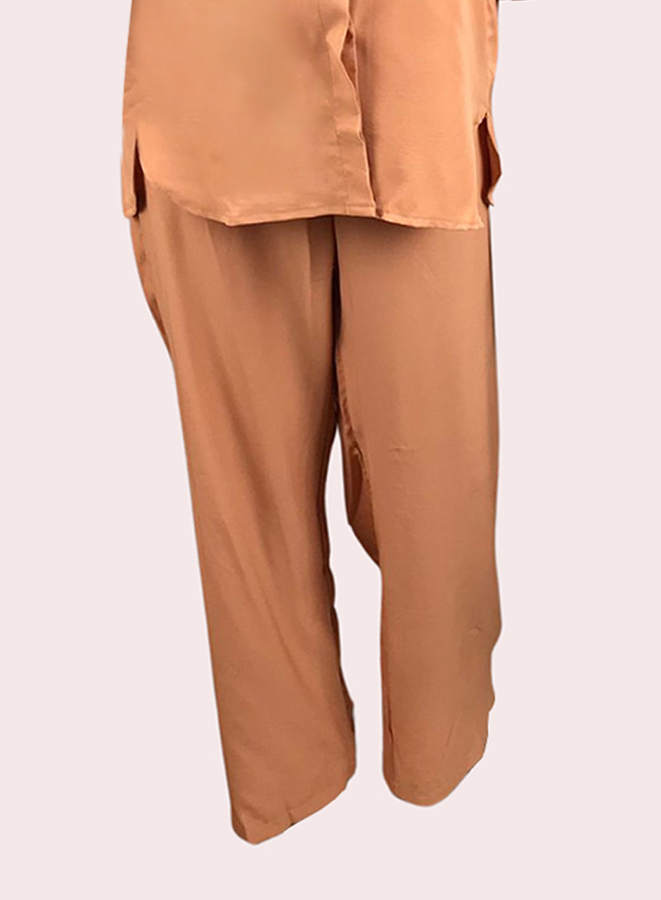 Blended (Rayon & Polyester) Shirt & Trouser - Orange