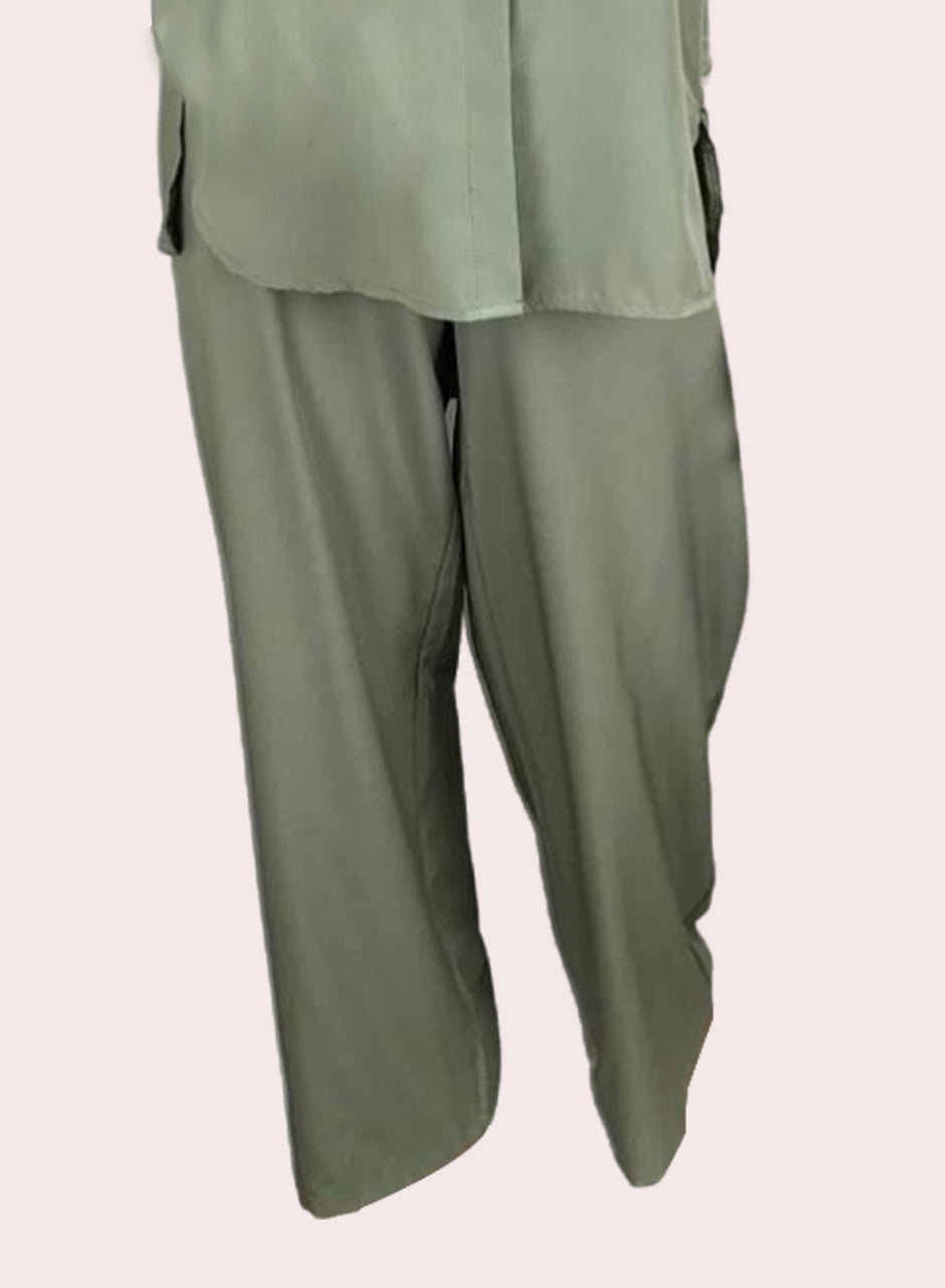 Blended (Rayon & Polyester) Shirt & Trouser - Green