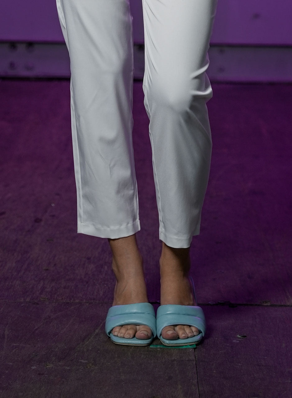 White Straight Pants With Front Pockets