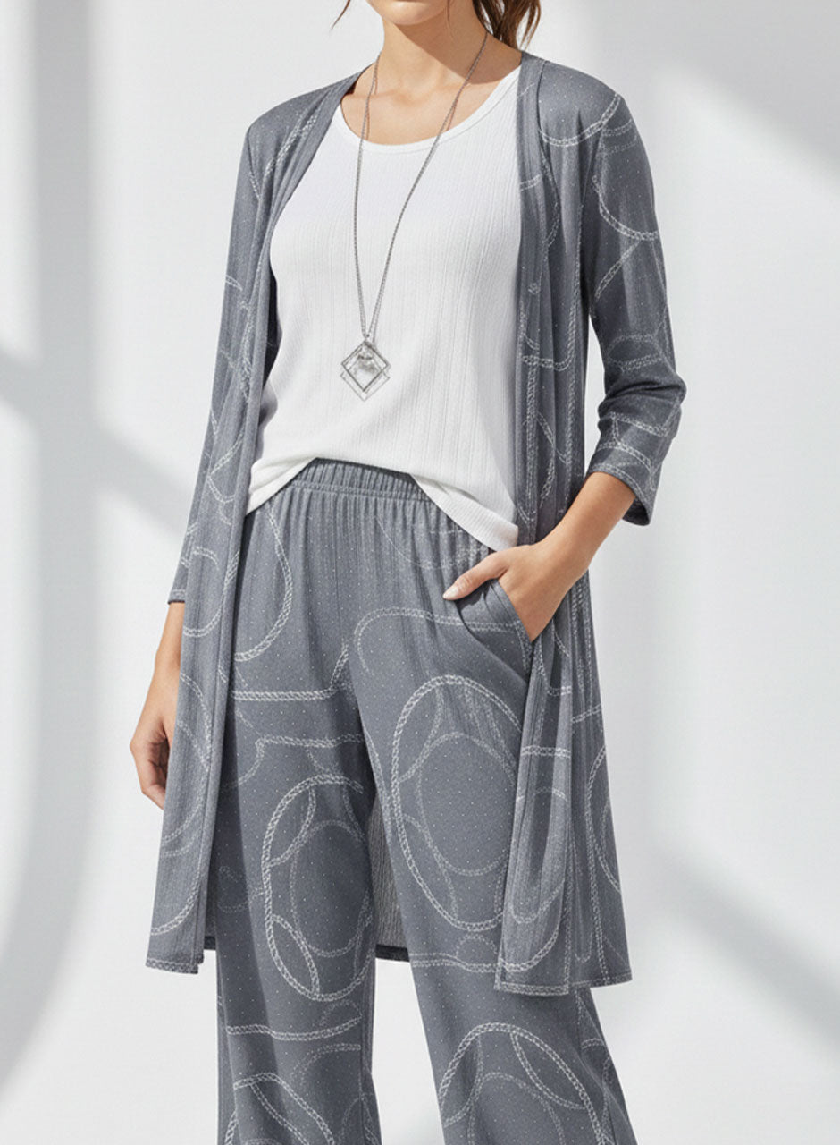 Printed Three-Piece Set (Grey)