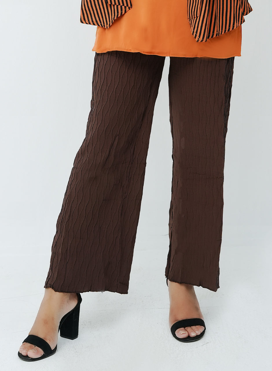 Brown Textured Trouser