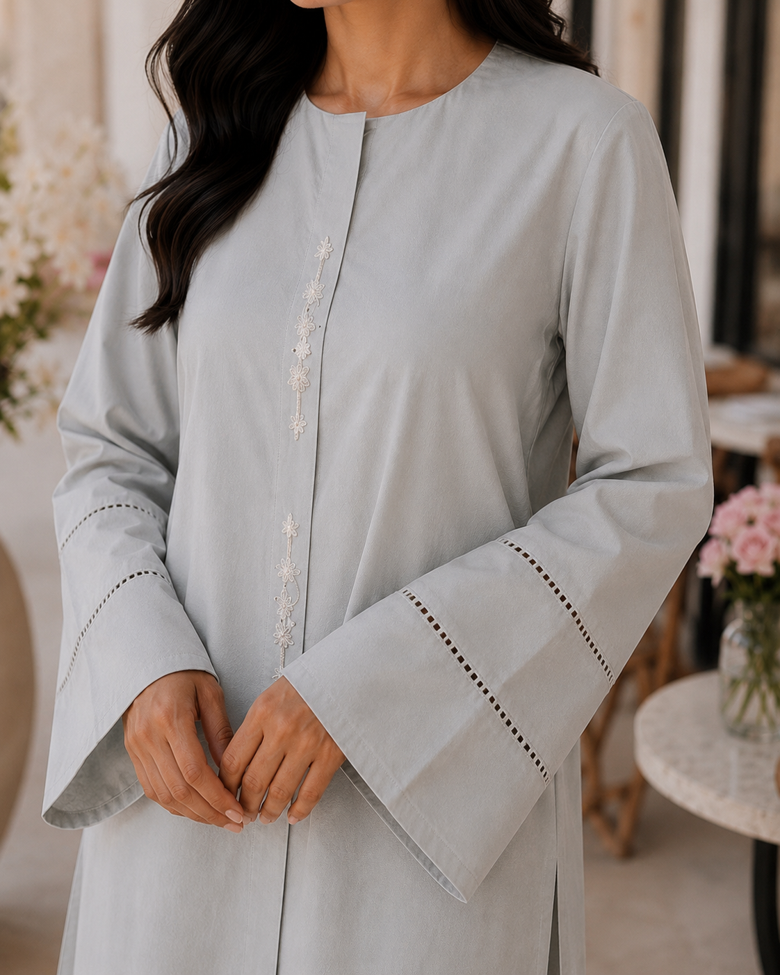 Cotton Two-Piece Kurta & Trouser - Grey